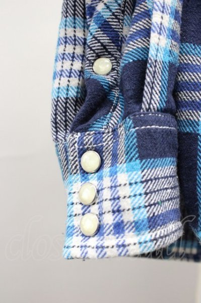 画像6: AKM / FIVEBROTHER チェックウエスタンシャツ M ブルー T-25-10-30-019-AK-sh-YM-ZT (6)