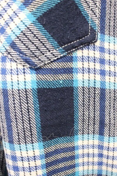 画像8: AKM / FIVEBROTHER チェックウエスタンシャツ M ブルー T-25-10-30-019-AK-sh-YM-ZT (8)