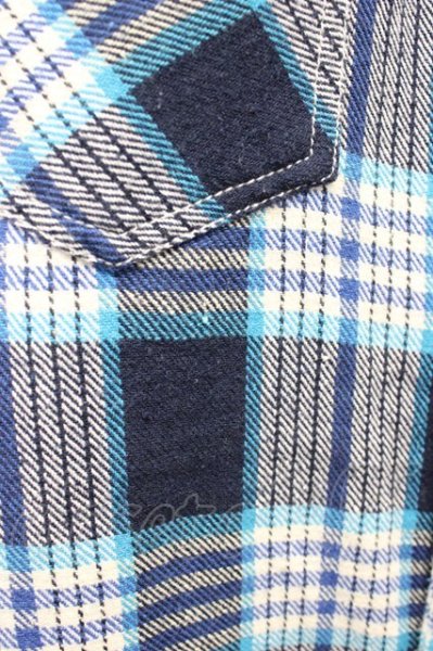 画像9: AKM / FIVEBROTHER チェックウエスタンシャツ M ブルー T-25-10-30-019-AK-sh-YM-ZT (9)