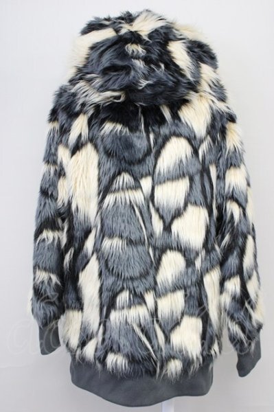 画像2: NO ID. BLACK / MIXフェイクファーフーデッドBLZジャケット ONE アイボリーxブラック T-25-10-30-026-NO-ou-YM-ZT (2)