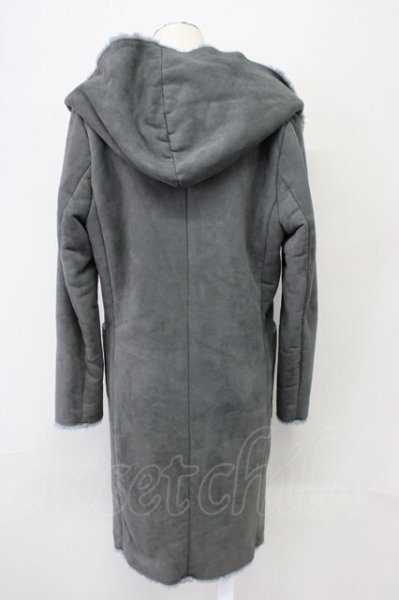 画像2: NO ID. BLACK / フェイクムートンリバーシブルフーデッドコート 1 チャコール T-25-10-30-027-NO-ou-YM-ZT (2)