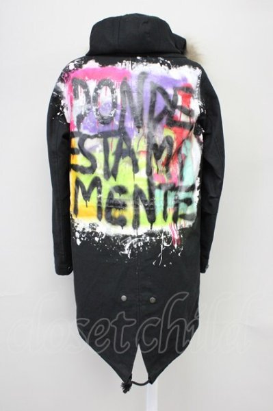 画像2: God of Roses / チャイニーズラクーンバックプリントモッズコート  ブラック T-25-10-30-028-Go-ou-YM-ZT (2)