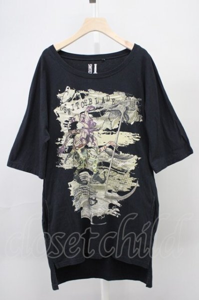 画像1: SWITCHBLADE / CROWN DOLMAN Tシャツ M ブラック T-25-10-30-012-SW-to-YM-ZT (1)
