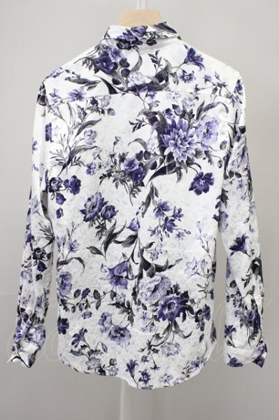 画像2: FUGA / フラワージャガードシャツ 46 ホワイトxブルー T-25-10-30-017-FU-sh-YM-ZT (2)