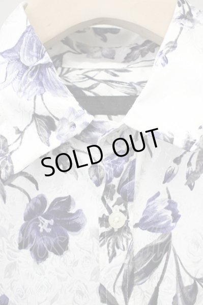 画像3: FUGA / フラワージャガードシャツ 46 ホワイトxブルー T-25-10-30-017-FU-sh-YM-ZT127 (3)