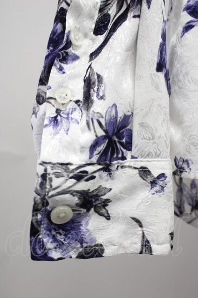 画像5: FUGA / フラワージャガードシャツ 46 ホワイトxブルー T-25-10-30-017-FU-sh-YM-ZT (5)