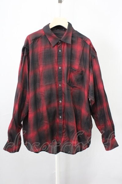 画像1: NO ID. / オンブレーチェックBIGシャツ ONE レッド T-25-10-30-018-NO-sh-YM-ZT (1)