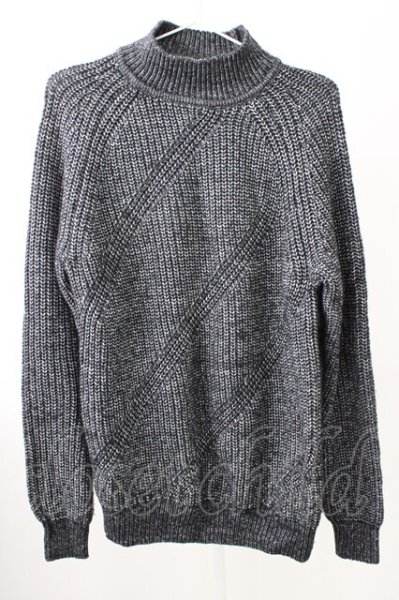 画像1: GOSTAR DE FUGA / 斜め編みハイネックニットソー 44 ブラック T-25-11-05-004-GO-to-YM-ZT (1)