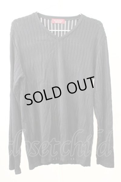 画像1: TORNADO MART / ワイドストライプVネックカットソー LL ブラック T-25-11-05-002-TO-to-YM-ZT053 (1)