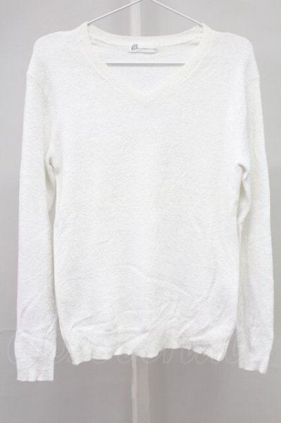 画像1: Zero by TORNADO MART / モールヤーンVネックニット M ホワイト T-25-11-06-001-Ze-to-YM-ZT (1)