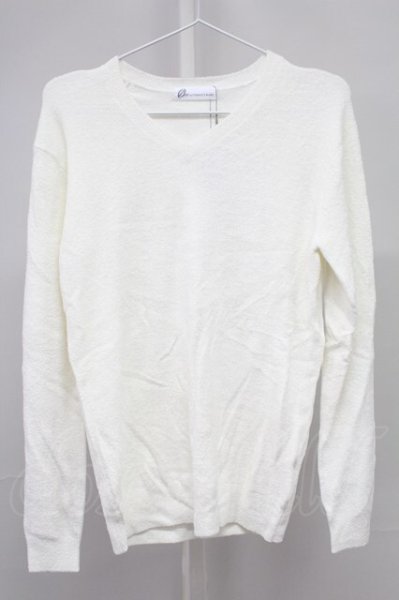 画像1: Zero by TORNADO MART / モールヤーンVネックニット M ホワイト T-25-11-06-003-Ze-to-YM-ZT (1)