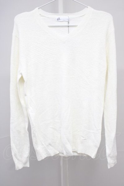 画像1: Zero by TORNADO MART / モールヤーンVネックニット M ホワイト T-25-11-06-004-Ze-to-YM-ZT (1)