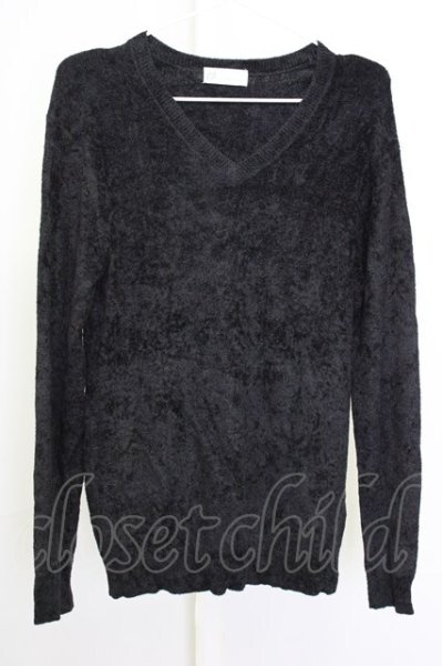 画像1: Zero by TORNADO MART / モールヤーンVネックニット M ブラック T-25-11-06-005-Ze-to-YM-ZT (1)