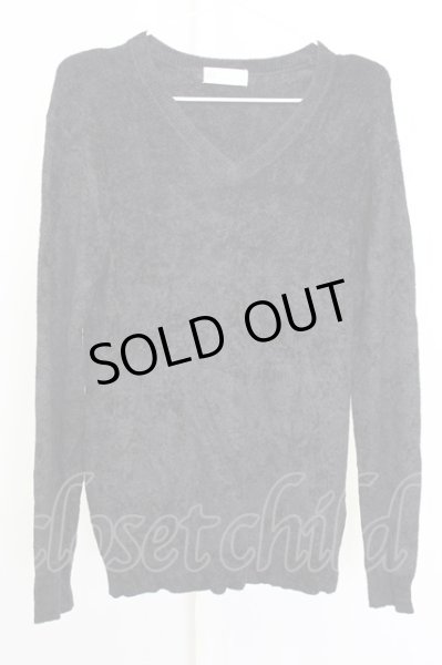 画像1: Zero by TORNADO MART / モールヤーンVネックニット M ブラック T-25-11-06-005-Ze-to-YM-ZT218 (1)