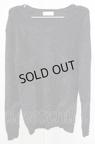 画像1: Zero by TORNADO MART / モールヤーンVネックニットソー M ブラック T-25-11-06-006-Ze-to-YM-ZT218 (1)