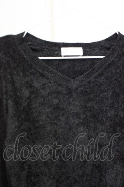 画像3: Zero by TORNADO MART / モールヤーンVネックニットソー M ブラック T-25-11-06-006-Ze-to-YM-ZT (3)