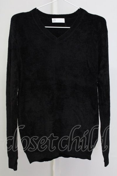 画像1: Zero by TORNADO MART / モールヤーンVネックニット M ブラック T-25-11-06-008-Ze-to-YM-ZT (1)