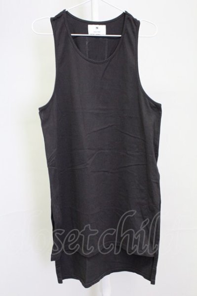 画像1: Moonage Devilment / コットンオーバーロングテールタンクトップ F ユーズドブラック T-25-11-10-001-Mo-ts-YM-ZT (1)