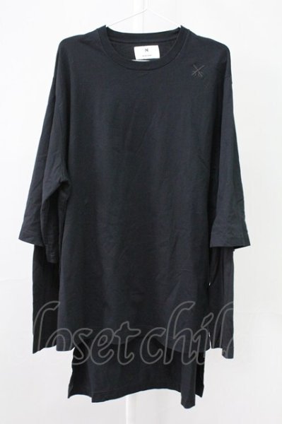 画像1: Moonage Devilment / レイヤードスリーブオーバーカットソー 44 ブラック T-25-11-10-020-Mo-to-YM-ZT (1)