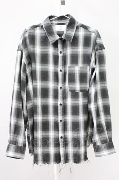 画像1: Moonage Devilment / カットオフルーズチェックネルシャツ  ブラック T-25-11-10-021-Mo-sh-YM-ZT (1)