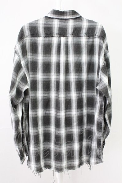 画像2: Moonage Devilment / カットオフルーズチェックネルシャツ  ブラック T-25-11-10-021-Mo-sh-YM-ZT (2)