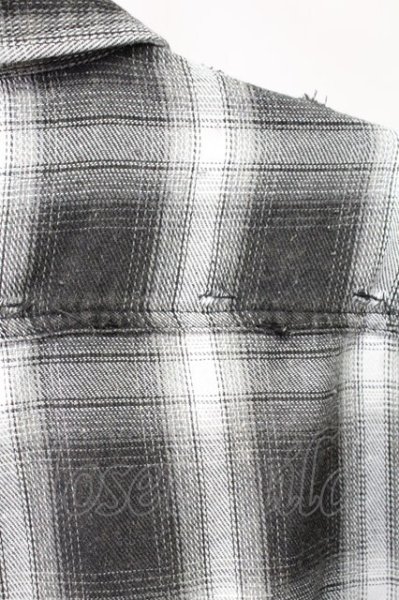 画像6: Moonage Devilment / カットオフルーズチェックネルシャツ  ブラック T-25-11-10-021-Mo-sh-YM-ZT (6)