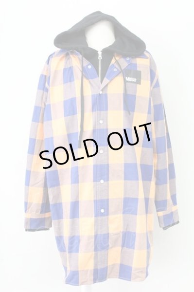 画像1: MENTAL / フードチェックシャツ  オレンジ T-25-11-10-025-ME-sh-YM-ZT (1)