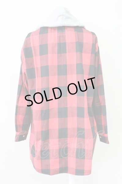 画像2: MENTAL / フードチェックシャツ 46 レッド T-25-11-10-026-ME-sh-YM-ZT (2)