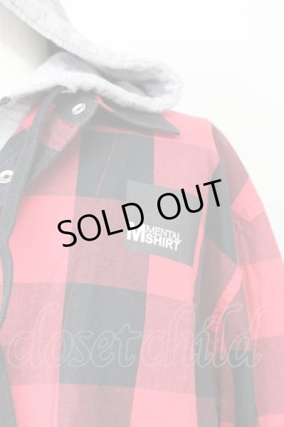 画像4: MENTAL / フードチェックシャツ 46 レッド T-25-11-10-026-ME-sh-YM-ZT (4)