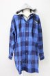 画像1: MENTAL / フードチェックシャツ 46 ブルーｘグレー T-25-11-10-027-ME-sh-YM-ZT (1)