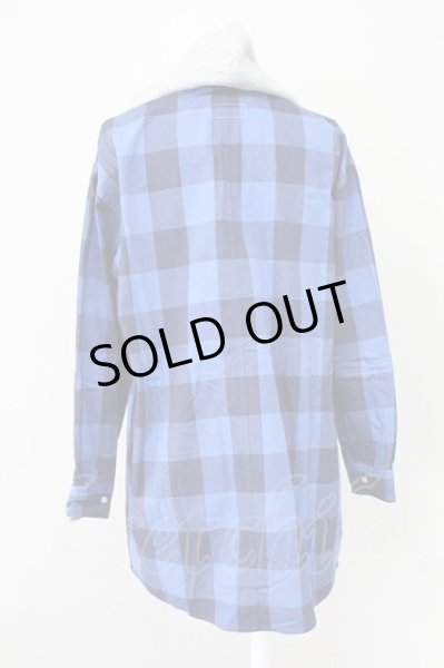 画像2: MENTAL / フードチェックシャツ 46 ブルーｘグレー T-25-11-10-027-ME-sh-YM-ZT (2)