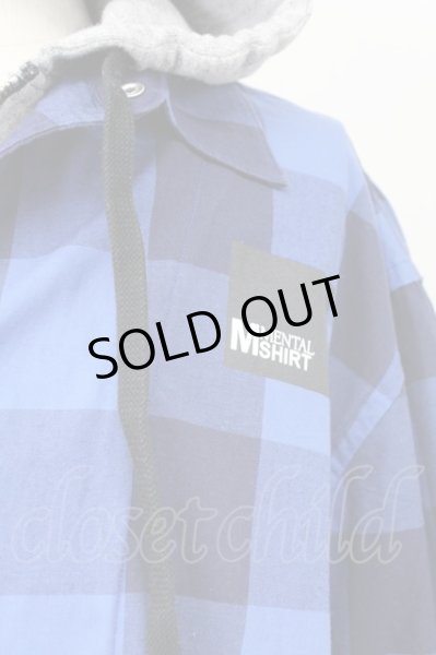 画像4: MENTAL / フードチェックシャツ 46 ブルーｘグレー T-25-11-10-027-ME-sh-YM-ZT (4)