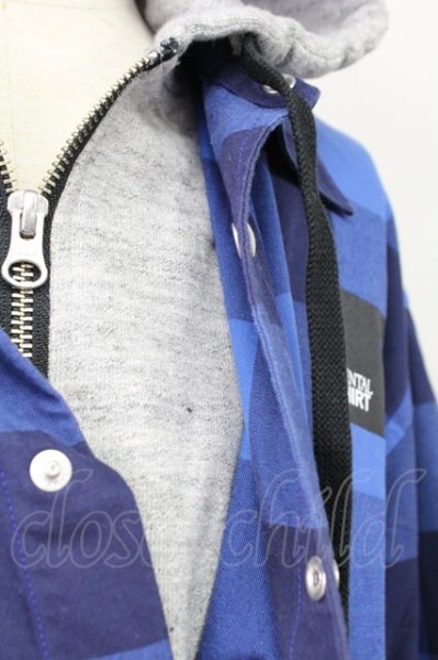 画像5: MENTAL / フードチェックシャツ 46 ブルーｘグレー T-25-11-10-027-ME-sh-YM-ZT (5)