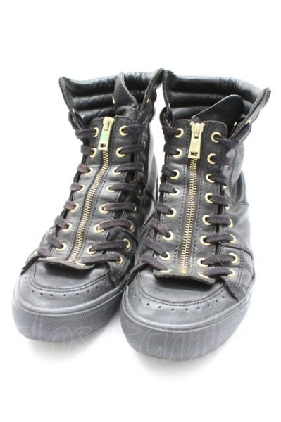 画像1: Moonage Devilment / レザーハイカットスニーカー ソール全長27cm ブラック T-25-11-17-016-Mo-sho-YM-ZT (1)