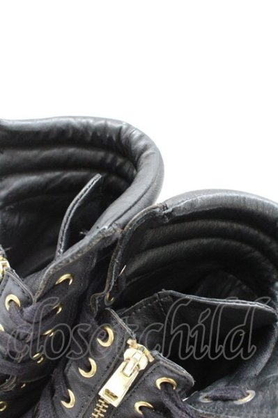 画像7: Moonage Devilment / レザーハイカットスニーカー ソール全長27cm ブラック T-25-11-17-016-Mo-sho-YM-ZT (7)