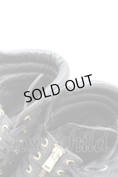 画像7: Moonage Devilment / レザーハイカットスニーカー ソール全長27cm ブラック T-25-11-17-016-Mo-sho-YM-ZT-S008 (7)