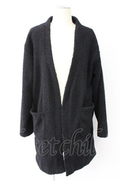 画像1: Moonage Devilment / ノーカラーボアガウンジャケット 46 ブラック T-25-11-17-007-Mo-ja-YM-ZT (1)