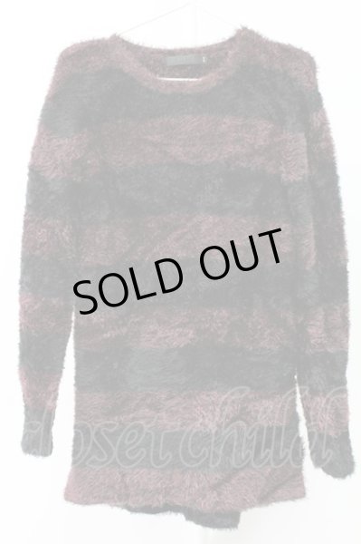 画像1: FUGA / フェザーヤーンロングニット 44 レッドｘブラック T-25-11-18-001-FU-to-YM-ZT253 (1)