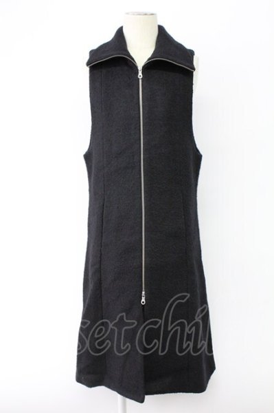 画像1: NO ID. BLACK / ハイカラーZIPロングベスト ONE ブラック T-25-11-18-003-NO-ou-YM-ZT (1)