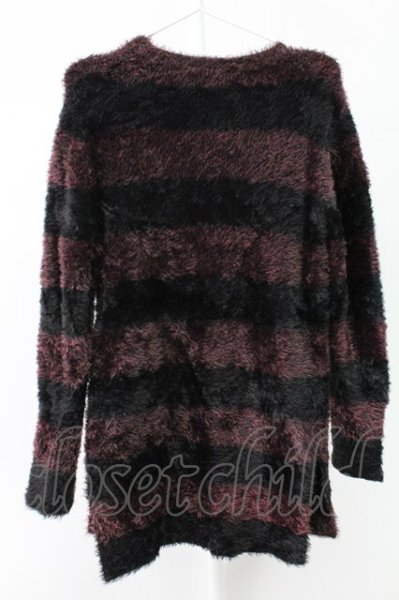 画像2: FUGA / フェザーヤーンロングニット 44 レッドｘブラック T-25-11-18-001-FU-to-YM-ZT (2)