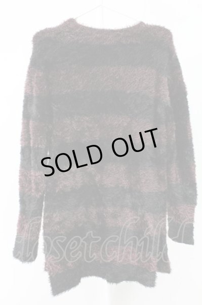 画像2: FUGA / フェザーヤーンロングニット 44 レッドｘブラック T-25-11-18-001-FU-to-YM-ZT253 (2)