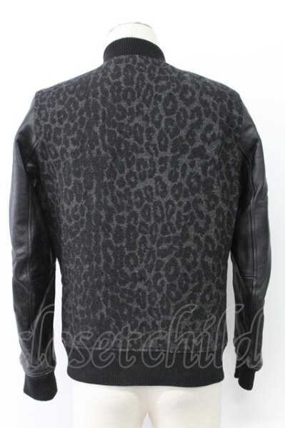 画像2: NO ID. / 撚り杢ツイードレザー切替スタジャン 1 ブラック T-25-11-18-005-NO-ja-YM-ZT (2)