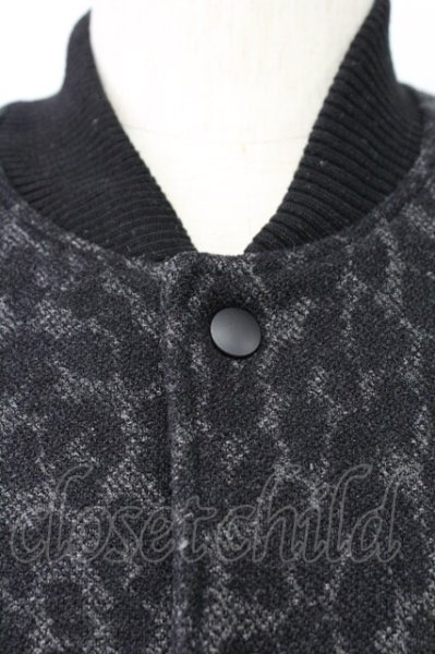 画像4: NO ID. / 撚り杢ツイードレザー切替スタジャン 1 ブラック T-25-11-18-005-NO-ja-YM-ZT (4)