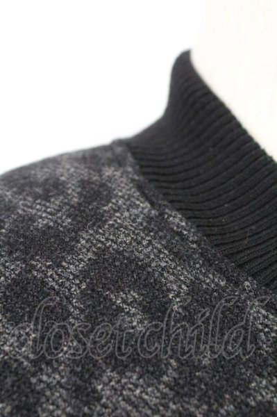 画像5: NO ID. / 撚り杢ツイードレザー切替スタジャン 1 ブラック T-25-11-18-005-NO-ja-YM-ZT (5)