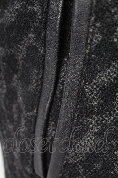 画像6: NO ID. / 撚り杢ツイードレザー切替スタジャン 1 ブラック T-25-11-18-005-NO-ja-YM-ZT (6)