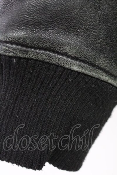 画像7: NO ID. / 撚り杢ツイードレザー切替スタジャン 1 ブラック T-25-11-18-005-NO-ja-YM-ZT (7)