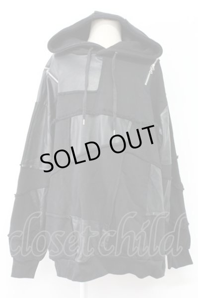 画像1: CIVARIZE / ショルダージップPUレザーパッチワークプルオーバー F ブラック T-25-11-18-007-CI-to-YM-ZT-ML015 (1)