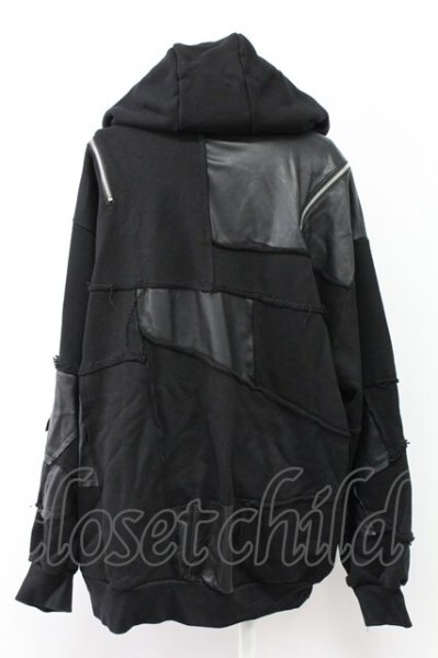 画像2: CIVARIZE / ショルダージップPUレザーパッチワークプルオーバー F ブラック T-25-11-18-007-CI-to-YM-ZT (2)