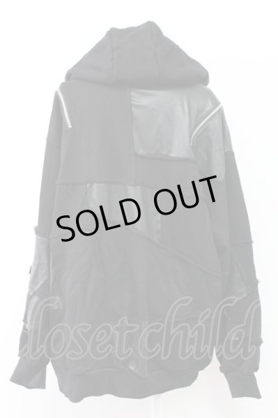 画像2: CIVARIZE / ショルダージップPUレザーパッチワークプルオーバー F ブラック T-25-11-18-007-CI-to-YM-ZT-ML015 (2)