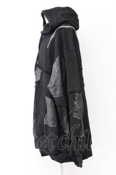 画像3: CIVARIZE / ショルダージップPUレザーパッチワークプルオーバー F ブラック T-25-11-18-007-CI-to-YM-ZT (3)